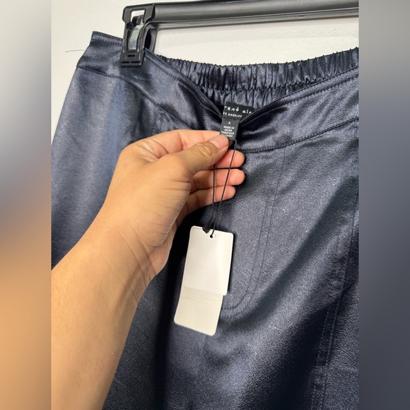 NWT Anthropologie Navy Blue Satin Elegant Wide-Leg Pants Size Large - Picture 4 of 5